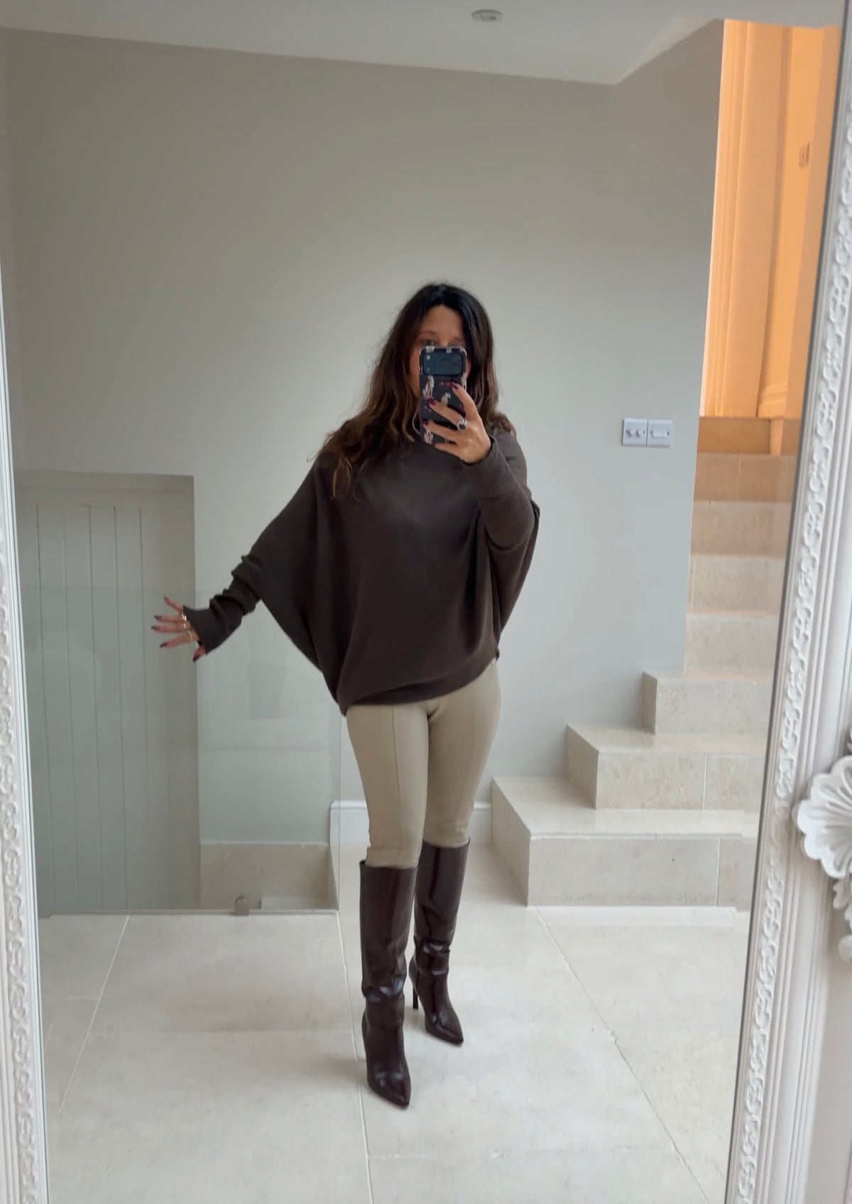 Asymmetrical Simmi Jumper in chocolate brown