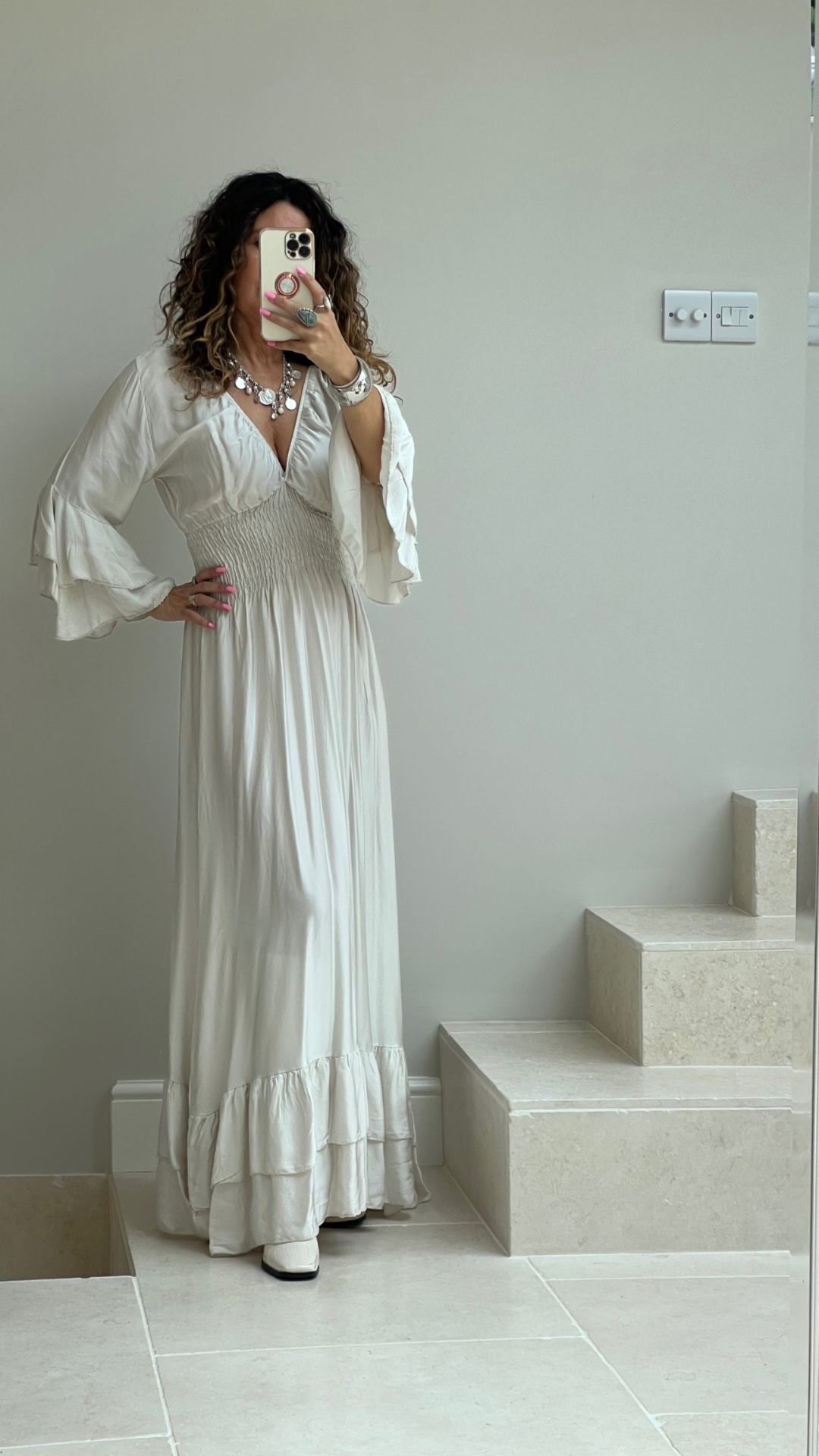 Cream Silky Casablanca Dress