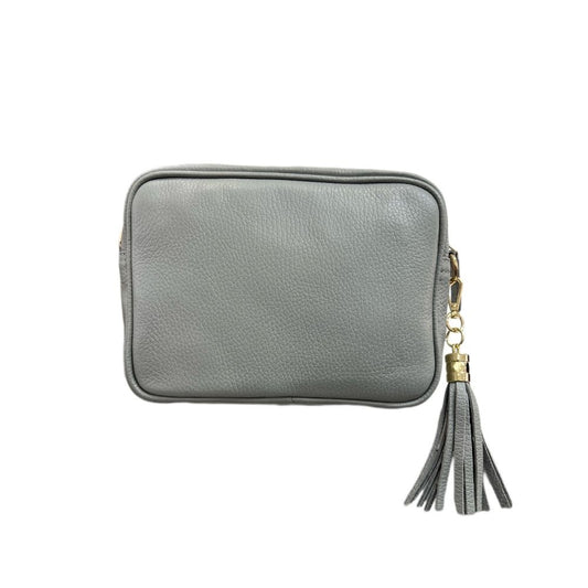 Tassel Italian Leather Handbag Light Grey