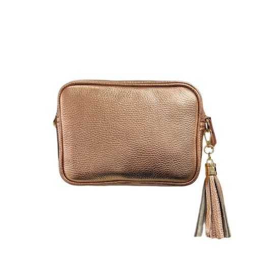 Tassel Italian Leather Handbag Rose Gold