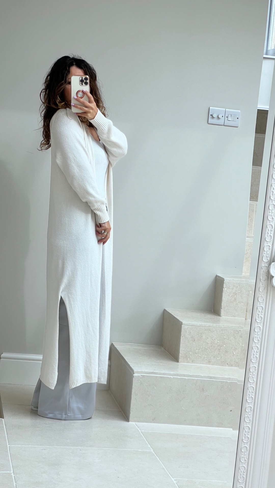 Cream Maxi Knit Cardigan