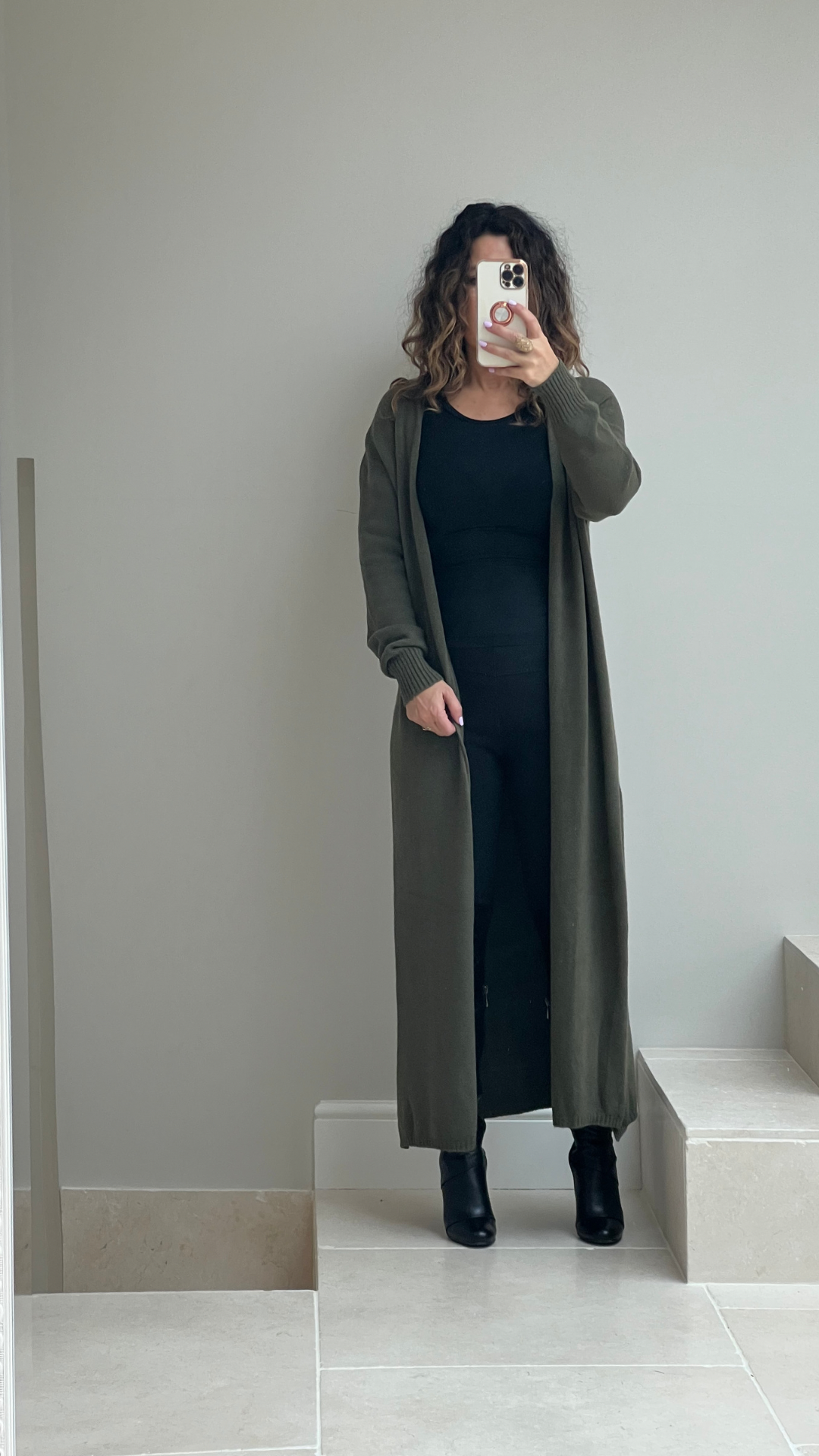 Long olive cardigan best sale
