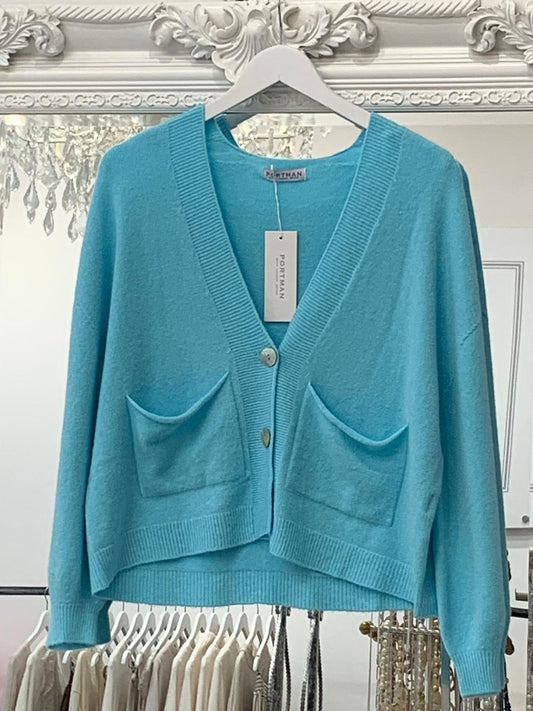 The Madison cardigan in turquoise with 2 pockets