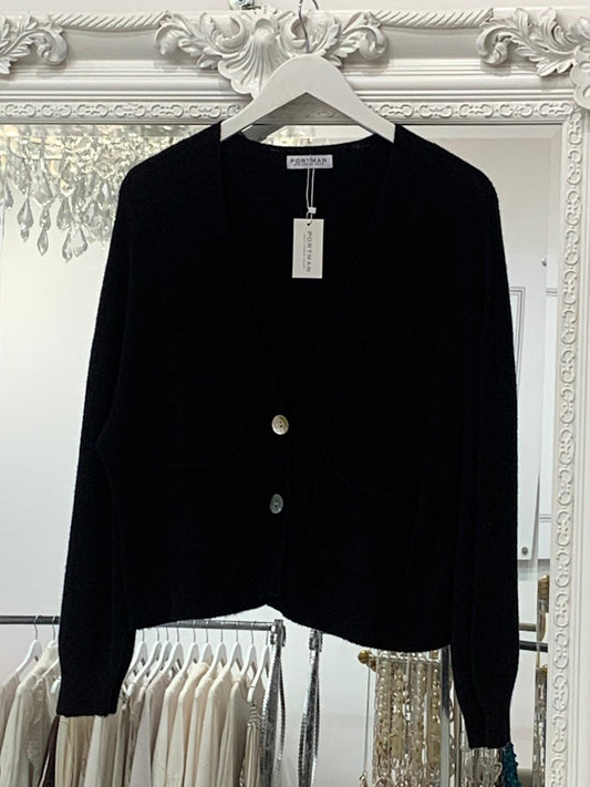 The Madison cardigan in black with pockets