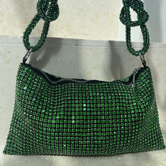 Emerald Green Diamanté Goddess Collection Handbag