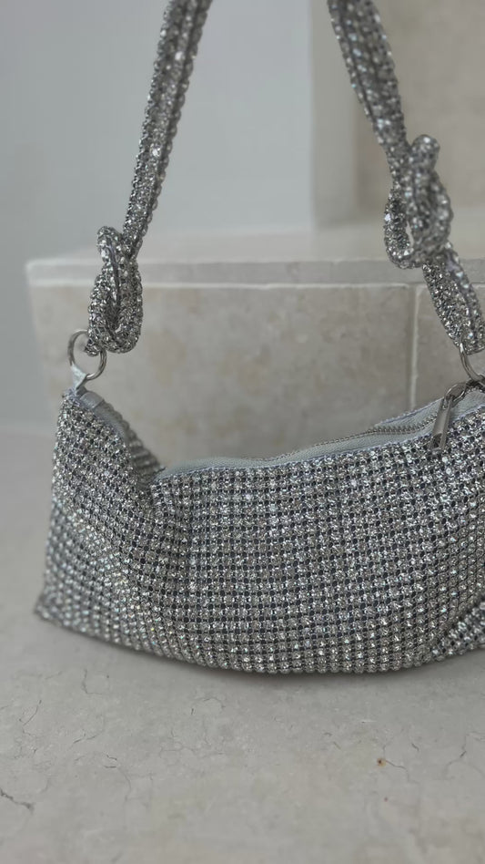 The silver diamanté Goddess handbag