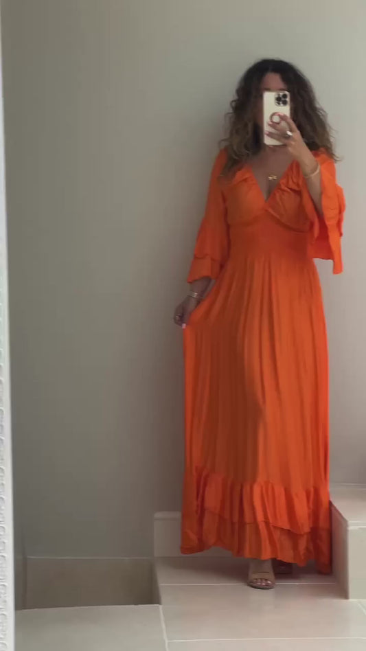 Orange Casablanca Silky Dress