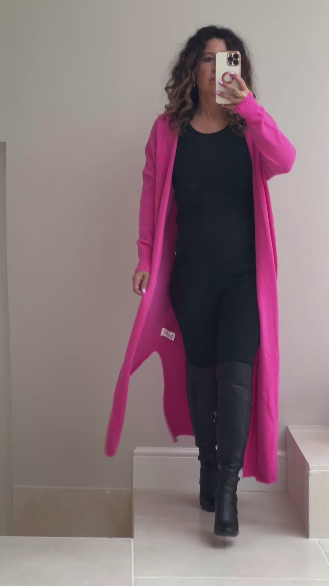 Hot pink long cardigan best sale