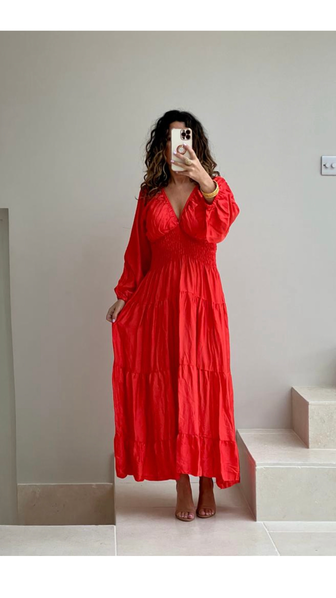 Coral Red Sofia Dress
